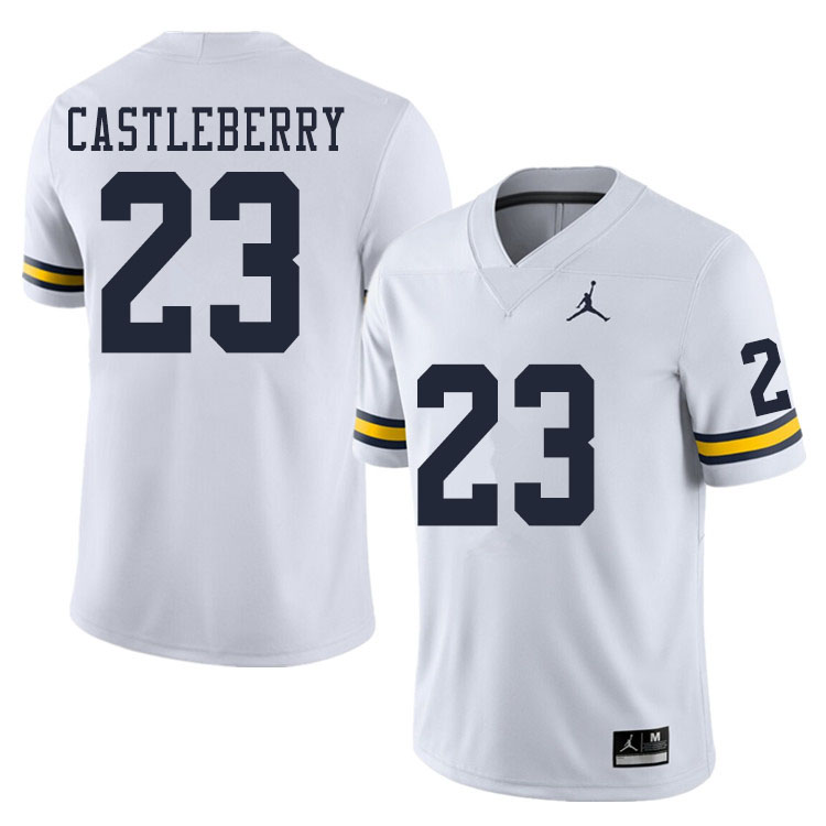 Men #23 Jordan Castleberry Michigan Wolverines College Football Jerseys Sale-White